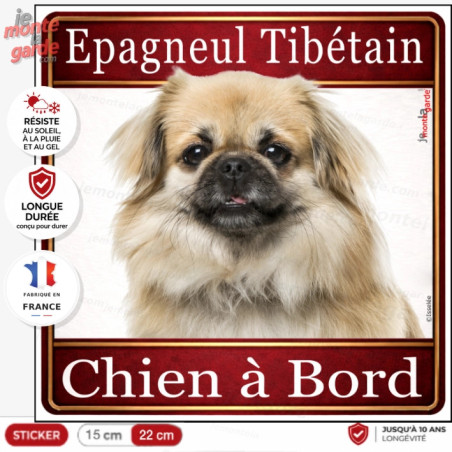 Sticker Épagneul Tibétain "Chien à bord" – autocollant extérieur pour voiture, van ou camping-car, résiste à l'extérieur