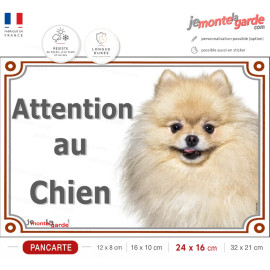 Spitz beige crème, plaque portail "Attention au Chien" Loulou Poméranien photo Spitz nain, résiste extérieur