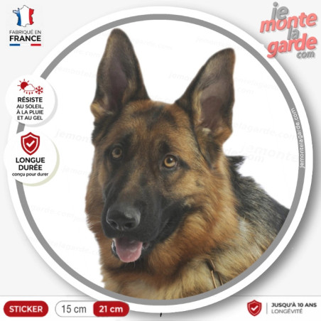 Berger Allemand noir et feu à poils courts, sticker autocollant rond "photo" disque chien, résiste à l'extérieur