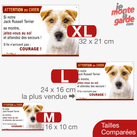 Jack Russell, plaque humour "Attention au Chien, Jetez Vous au Sol" 3 Tailles