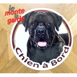 Cane Corso bringé, sticker voiture rond "Chien à Bord" 2 Tailles