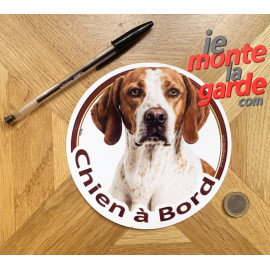 Pointer Anglais, sticker voiture rond "Chien à Bord" 2 Tailles