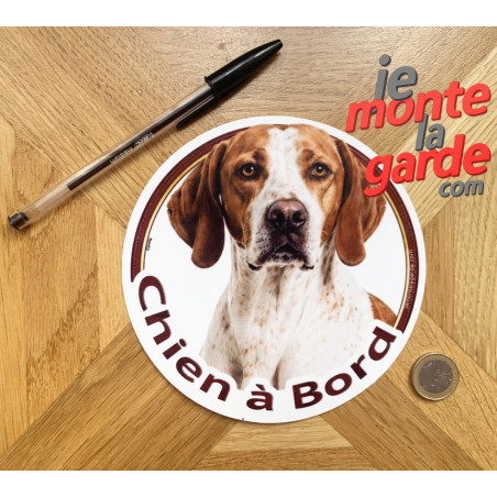 Pointer Anglais, sticker voiture rond "Chien à Bord" 2 Tailles