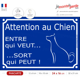 Pancarte portail drôle bleue humour "Attention au chien, Entre qui Veut, Sort qui peut" résiste à l'extérieur, idée cadeau