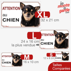 Chihuahua poils courts, plaque portail "Attention au Chien" 4 Tailles