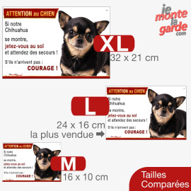 Chihuahua poil court, plaque humour "Attention au Chien, Jetez Vous au Sol" 3 Tailles