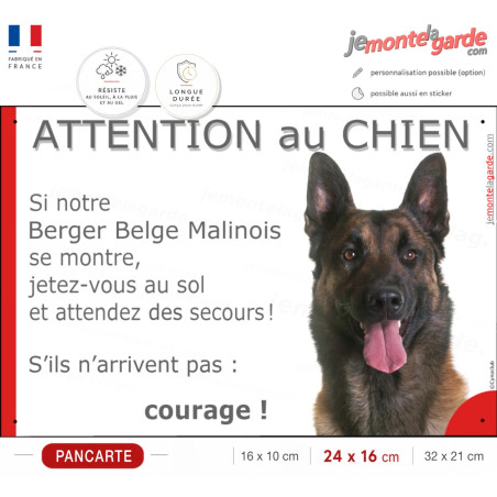 Malinois, plaque humour "Attention au Chien, Jetez Vous au Sol" 3 Tailles Malinois, plaque humour "Attention au Chien, Jetez Vous au Sol" 3 Tailles