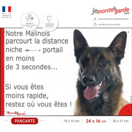 Berger Belge Malinois, plaque portail humour extérieur "parcourt Distance Niche-Portail moins 3 secondes" photo, résiste dehors