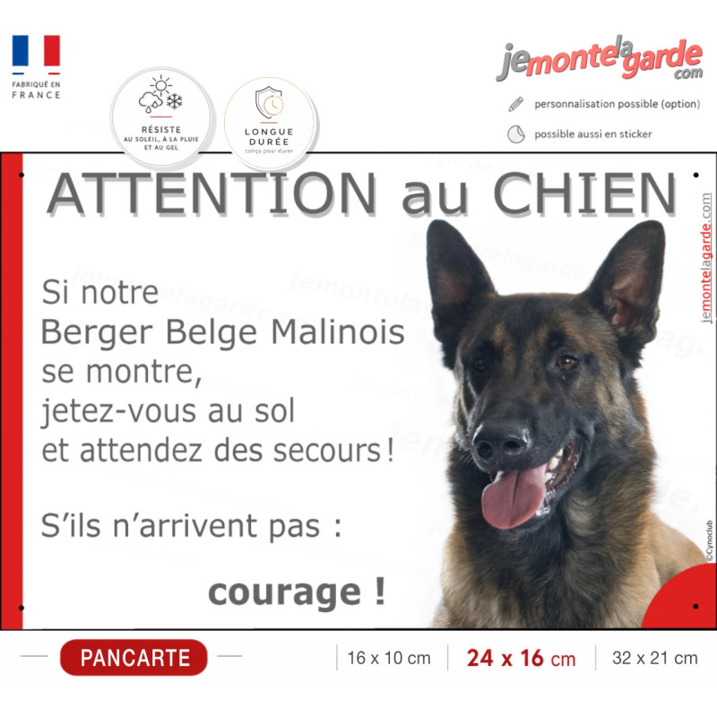Berger Belge Malinois, plaque portail humour "Attention au Chien, Jetez Vous au Sol, courage" photo, résiste à l'extérieur Berger Belge Malinois, plaque portail humour "Attention au Chien, Jetez Vous au Sol, courage" photo, résiste à l'extérieur