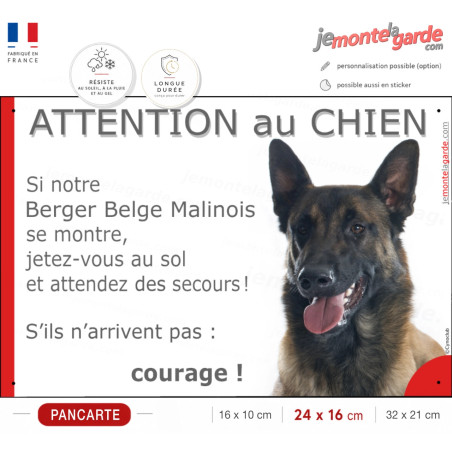 Malinois, plaque humour "Attention au Chien, Jetez Vous au Sol" 3 Tailles Malinois, plaque humour "Attention au Chien, Jetez Vous au Sol" 3 Tailles