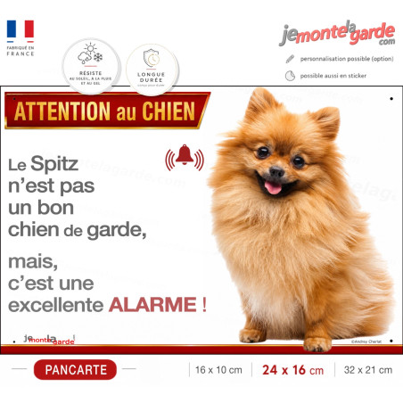 Pancarte Spitz fauve humoristique – Une excellente alarme !