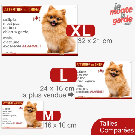 Plaque humour "Attention au Chien, le Spitz fauve est une ALARME" 3 Tailles