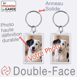 Porte-clés personnalisé double face avec votre photo – 2 faces identiques, anneau solide, fabrication française, idée cadeau