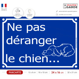Attention, Ne Pas Déranger le Chien... Plaque bleu portail humour, résiste pluie soleil gel, idée cadeau