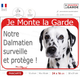 Dalmatien taches noires, Plaque Portail rouge "Je Monte la Garde, surveille protège" photo, résiste À l'extérieur