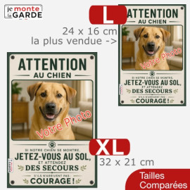 Photo Personnalisable, plaque humour "Attention au Chien, Jetez-Vous au Sol" 2 Tailles LEGACY