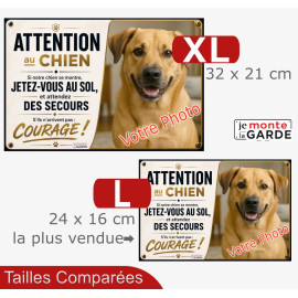 Photo Personnalisable, plaque humour "Attention au Chien, Jetez-Vous au Sol" 2 Tailles CASINO