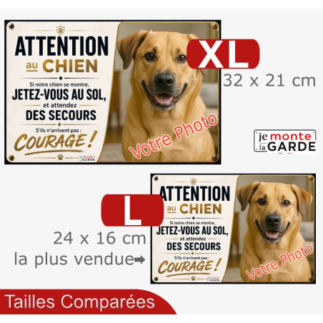 Photo Personnalisable, plaque humour "Attention au Chien, Jetez-Vous au Sol" 2 Tailles CASINO