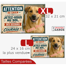 Photo Personnalisable, plaque humour "Attention au Chien, Jetez-Vous au Sol" 2 Tailles DAKOTA