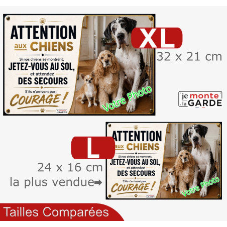 Photo Personnalisable, plaque humour PLURIEL "Attention aux Chiens, Jetez-Vous au Sol" 2 Tailles CASINO