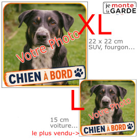 Photo Personnalisable, autocollant voiture carré "Chien à Bord" MONACO 2 Tailles