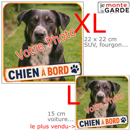 Photo Personnalisable, autocollant voiture carré "Chien à Bord" MONACO 2 Tailles