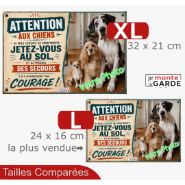 Photo Personnalisable, plaque humour PLURIEL "Attention aux Chiens, Jetez-Vous au Sol" 2 Tailles DAKOTA