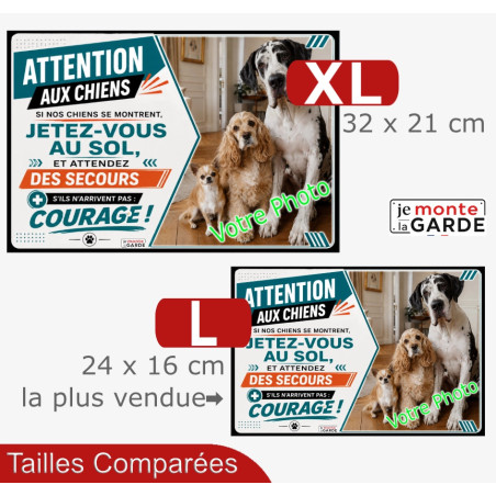 Photo Personnalisable, plaque humour PLURIEL "Attention aux Chiens, Jetez-Vous au Sol" 2 Tailles ARROW