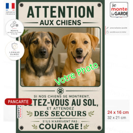 Photo Personnalisable, plaque portail verticale LEGACY humour PLURIEL "Attention aux Chiens, Jetez-Vous au Sol"