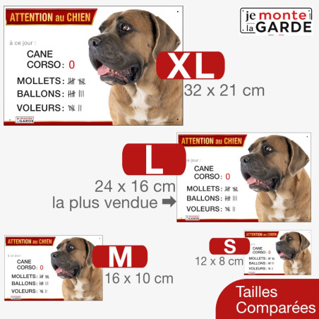 Cane Corso, plaque humour "Attention au Chien, Nombre de Voleurs..." 4 Tailles