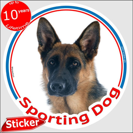 Black and tan Shorthaired German Shepherd Sporting Dog sticker, weather-resistant, made in France – for canine sport enthusiasts