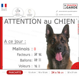 Plaque portail humour Attention au Chien Nombre de Voleurs, ballons, facteurs, Berger Belge Malinois, résiste à l'extérieur