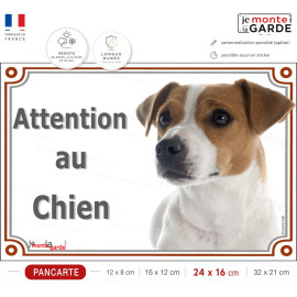 Jack Russell Fauve et Blanc, Plaque portail "Attention au Chien" photo, résiste à l'extérieur, fabriqué en France, idée cadeau