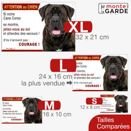 Cane Corso, plaque portail "Attention au Chien, Jetez Vous au Sol" 4 Tailles