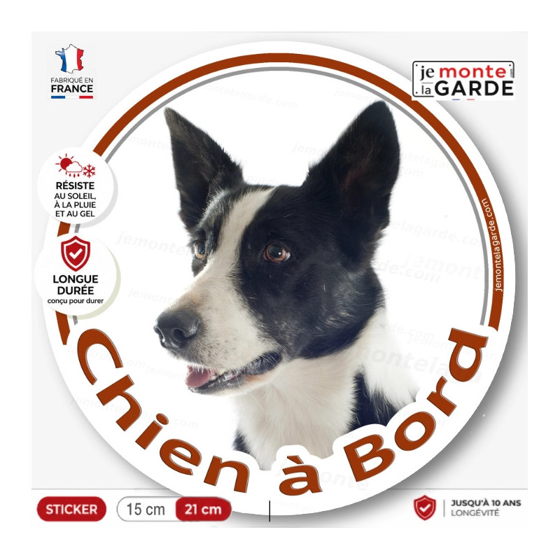 Border Collie noir et blanc poils courts, sticker autocollant rond "Chien à Bord" Disque photo adhésif voiture, résiste dehors Border Collie noir et blanc poils courts, sticker autocollant rond "Chien à Bord" Disque photo adhésif voiture, résiste dehors