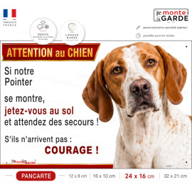 Pancarte Pointer Anglais "Jetez-vous au sol et attendez des secours" orange, humour, résiste dehors, fabriquée en France