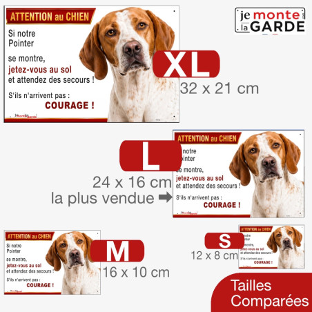 Pointer Anglais, plaque portail "Attention au Chien, Jetez Vous au Sol" | 4 Tailles