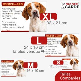 Pointer Anglais, plaque humour "distance Niche-Portail 3 secondes" | 4 Tailles