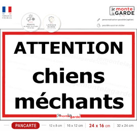 "Attention ChienS MéchantS", Plaque de Portail avec Liseré Rouge au pluriel, résiste intempéries, fabriqué en France