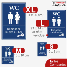 Autocollant WC "Demandez la clef au bar" – Toilettes hommes femmes, 4 Tailles