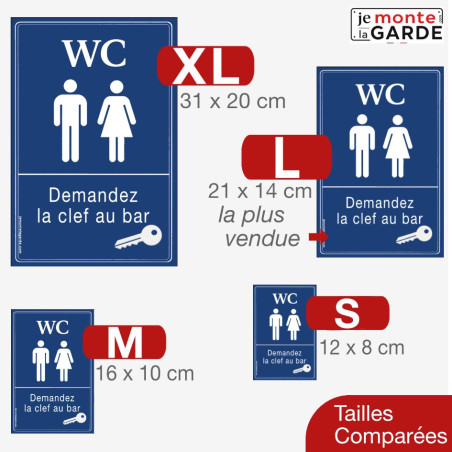 Autocollant WC "Demandez la clef au bar" – Toilettes hommes femmes, 4 Tailles
