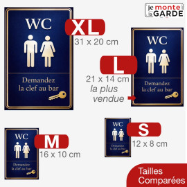 Autocollant WC haut de gamme "Demandez la clef au bar" – Bleu nuit et doré, 4 Tailles