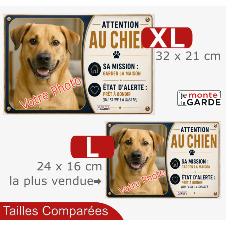Photo Personnalisable, plaque humour "Attention au Chien, MISSION, garder la maison" 2 Tailles ATLAS