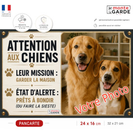 Photo Personnalisable, plaque portail humour PLURIEL "Attention aux Chiens, leur mission, garder la maison" résiste DEHORS