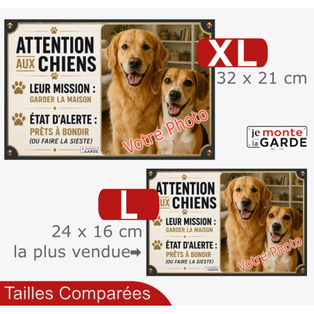 Photo Personnalisable, plaque humour PLURIEL "Attention aux Chiens, MISSION, garder la maison" 2 Tailles ORSAY