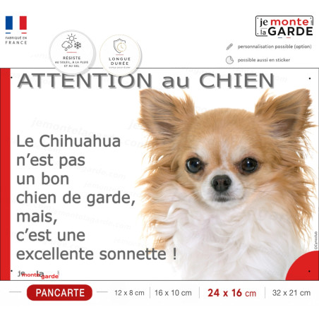 Plaque humour "Attention au Chien, Chihuahua excellente sonnette" 4 Tailles Plaque humour "Attention au Chien, Chihuahua excellente sonnette" 4 Tailles