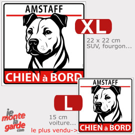 Autocollant voiture "Amstaff à Bord" dessin 2 Tailles