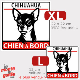 Autocollant voiture "Chihuahua poils courts à Bord" dessin | 2 Tailles