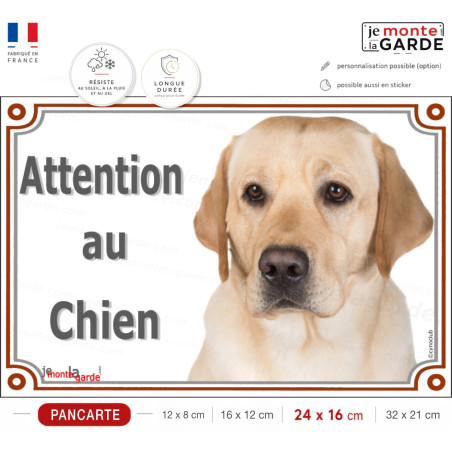 Labrador sable tête, plaque portail "Attention au Chien" photo résiste à l'extérieur, fabriqué en France, idée cadeau