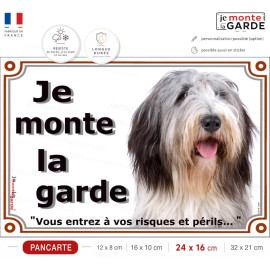 Bobtail, plaque portail photo "Je Monte la Garde, vous entrez à vos risques et périls" résiste pluie soleil gel, idée cadeau
